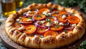 Un fondant croustillant et de la couleur en plein hiver : la tarte carottes-oignons rouges qui met tout le monde d’accord (et se prépare en un clin d’œil !)