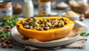 Courge butternut farcie aux champignons et béchamel – sans lactose