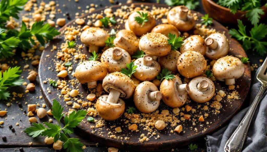 Sans crème ni fromage râpé, ces champignons farcis font une entrée de fêtes légère et raffinée