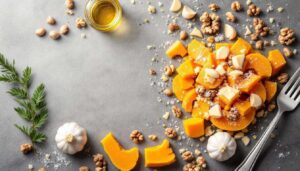 Ingrédients pour un gratin de butternut, fromage et noix (4 personnes)