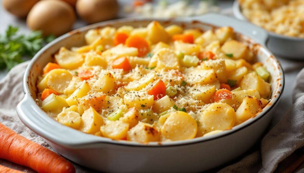 Gratin de pommes de terre, poireaux et carottes : fondant, bien doré et ultra simple à préparer