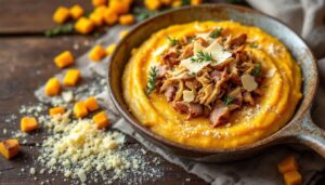 Le parmentier qui change tout : purée de butternut douce, confit de canard effiloché, gratiné doré