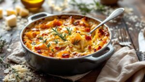 Gratin butternut au fromage frais au four : douceur fondante, herbes fraîches et crème pour réchauffer les soirs d’hiver