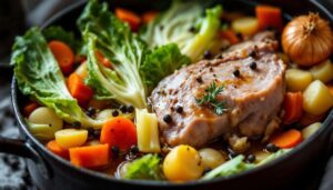 Une potée lente à la cocotte, entre chou tendre et jarret salé, qui transforme l’hiver en moment de partage