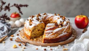 Julie Andrieu nous dévoile son gâteau aux pommes préféré « c’est bien meilleur qu’une simple tarte »