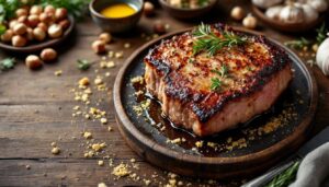 Filet mignon de porc en croûte de noisettes et herbes