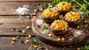 Champignons farcis au four, à l’ail et aux fines herbes : pour un apéro chaud, fondant et croustillant