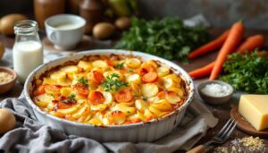 Gratin de pommes de terre, poireaux et carottes : ultra fondant, bien doré et vraiment facile à préparer