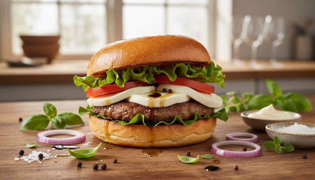 Recette de burger toasté avec mozzarella et tomate