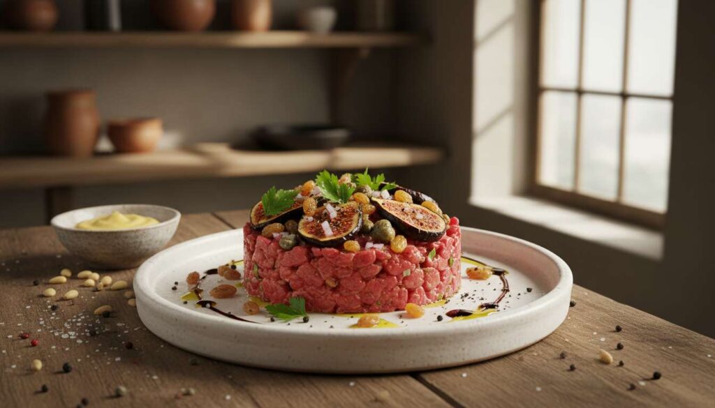 Tartare de bœuf mi-figue mi-raisin : recette gourmande