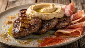 Pavé de bœuf charal, houmous et jambon sec : une recette savoureuse