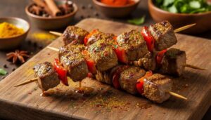Brochettes de bœuf au colombo : recette savoureuse