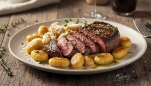 Faux-filet et gnocchis à la parmesane : recette savoureuse