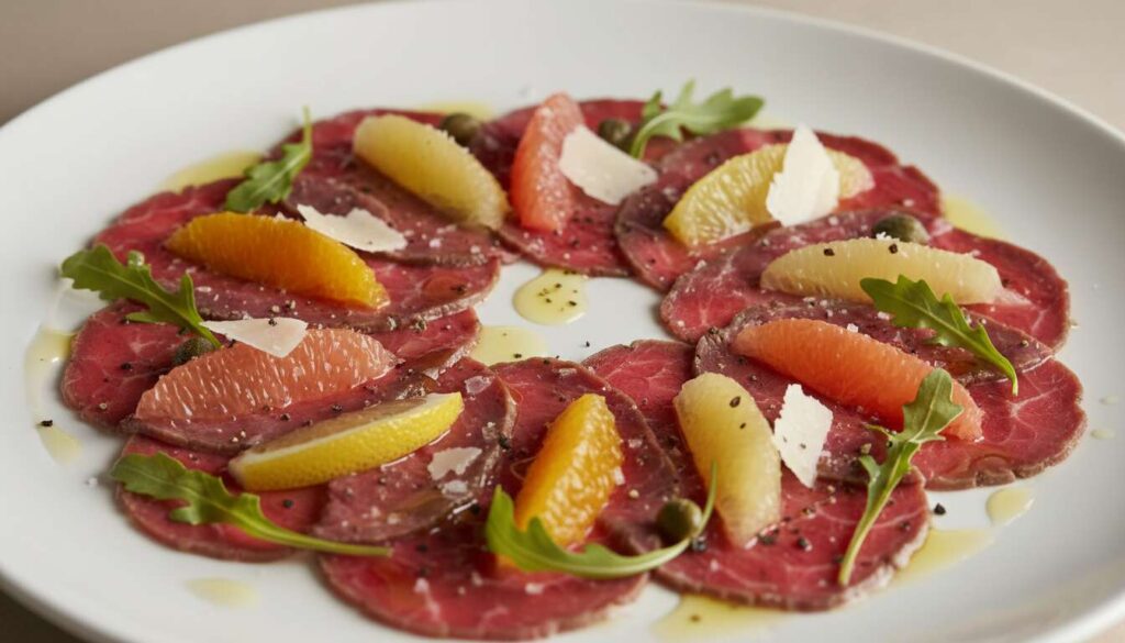 Carpaccio de bœuf aux agrumes : recette fraîche et savoureuse