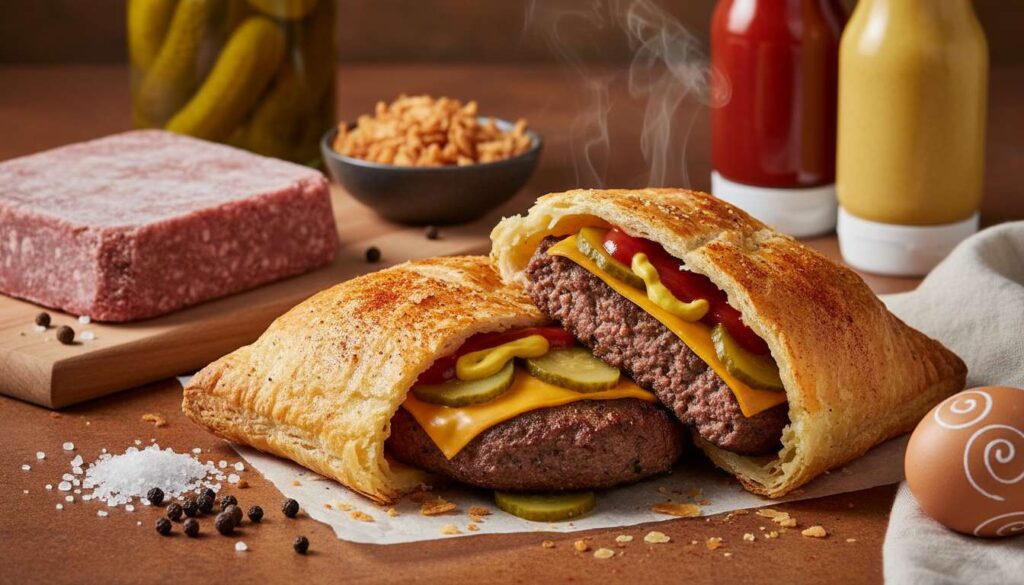 Feuilleté au steak haché façon burger : recette gourmande