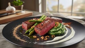 Bœuf caractère : recette avec asperges et épinards fondants