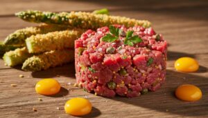 Recette tartare de bœuf et asperges panées : délice gourmand
