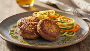 Steak haché viennois et tagliatelles de légumes : recette savoureuse