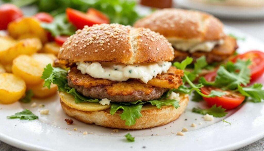 Burger au chèvre frais et rösti de pommes de terre : recette savoureuse
