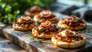 Recette de mini-pizza à la boulette de boeuf BBQ