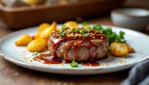 Steak haché à l'asiatique et pommes de terre hasselback : recette inspirée