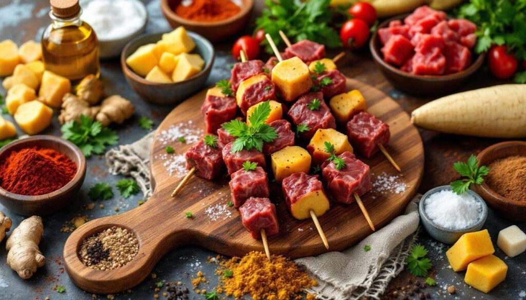 Recette brochette de bœuf, manioc et épices africaines