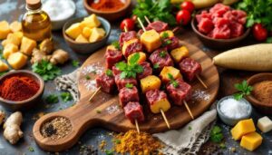 Recette brochette de bœuf, manioc et épices africaines