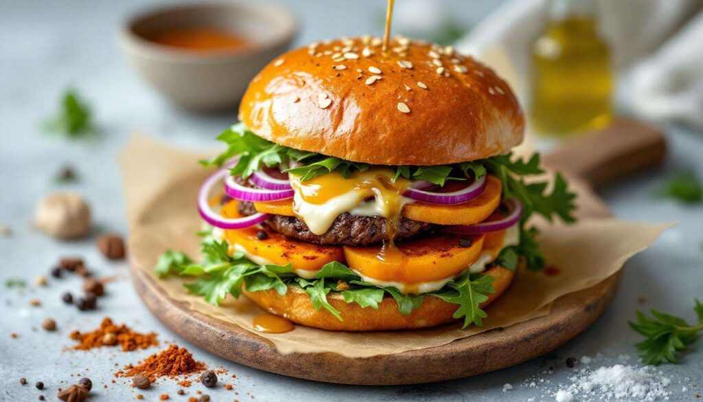 Recette burger courge butternut et tomme fleurie