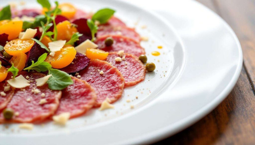 Carpaccio de bœuf : recette aux physalis et betterave