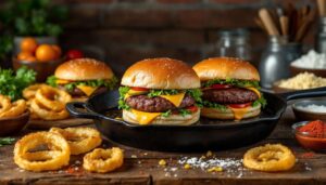 Recette burgers au barbecue et onion rings maison