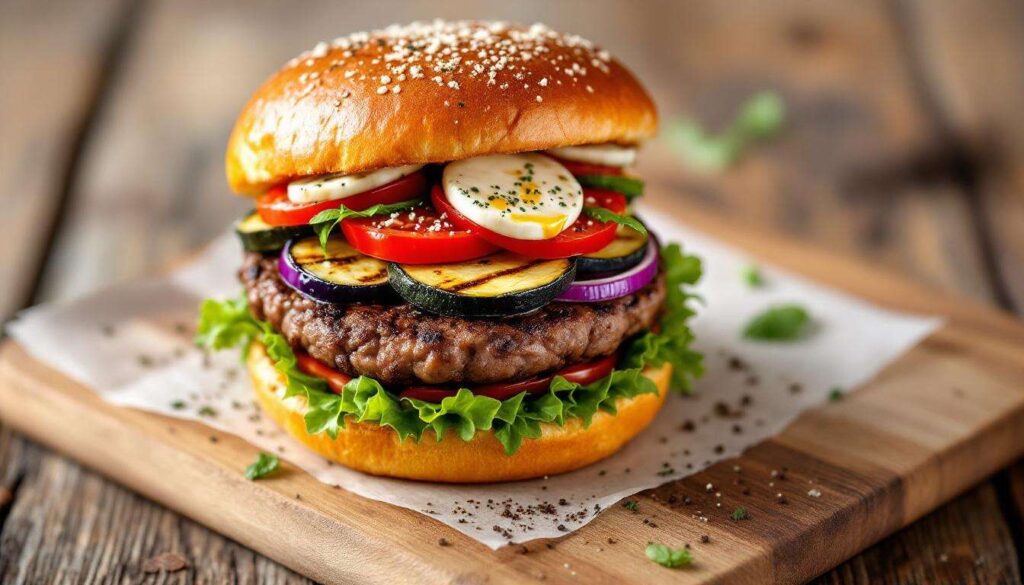 Burger d'été aux légumes grillés : recette savoureuse