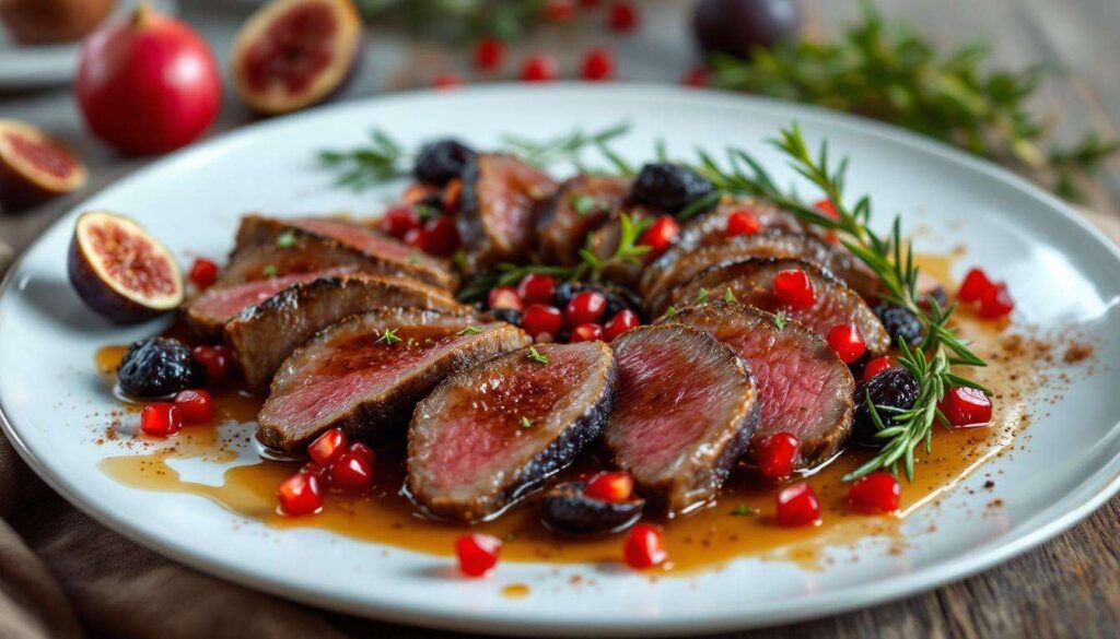Recette de bouchée de faux-filet aux figues et grenade