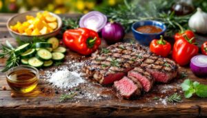 Recette de bavette au barbecue et légumes grillés
