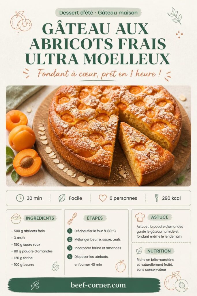 Gâteau aux abricots frais ultra moelleux à épingler sur Pinterest